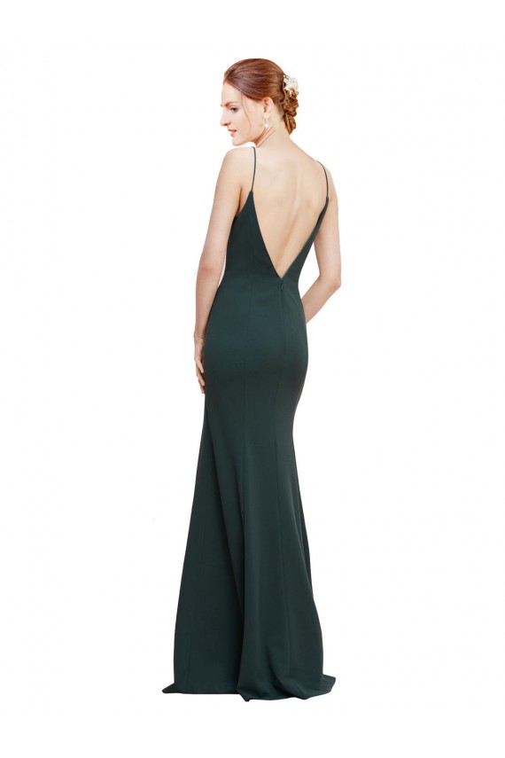 Best Stretch Crepe V-Back Long V-Neck Pink A-Line Prom Dress Canada