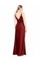 Best Stretch Satin V-Back Long Spaghetti Straps A-Line Prom Dress Canada