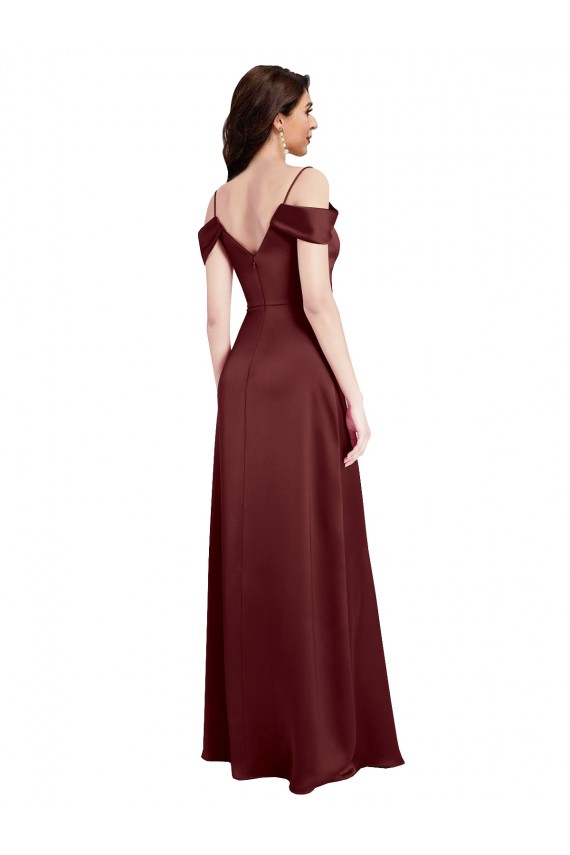 Best Stretch Satin Long Off the Shoulder A-Line Prom Dress Canada