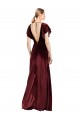Best Stretch Velvet Open Back Long V-Neck A-Line Prom Dress Canada