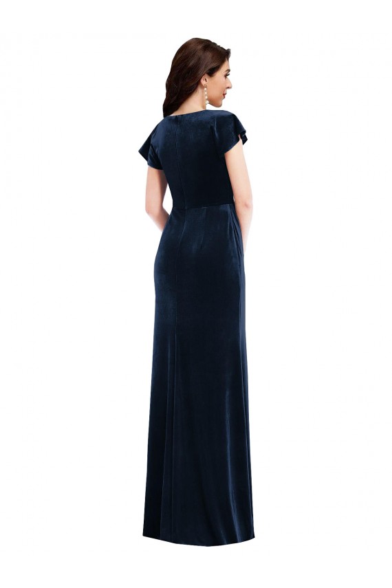Best Stretch Velvet Long V-Neck A-Line Prom Dresses Canada