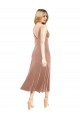 Best Stretch Velvet V-Back Midi Length V-Neck Pink A-Line Prom Dress Canada