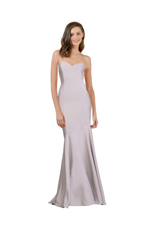 Best Stretch Crepe Long Strapless Arctic Lilac Mermaid Prom Dress Canada