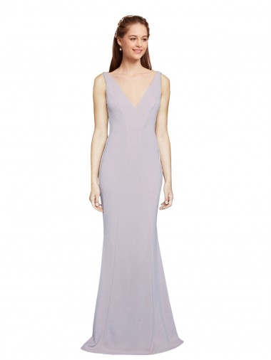 Best Stretch Crepe Keyhole Back Long V-Neck Mermaid Prom Dress Canada