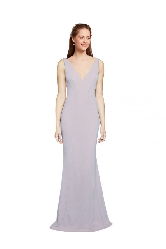Best Stretch Crepe Keyhole Back Long V-Neck Mermaid Prom Dress Canada