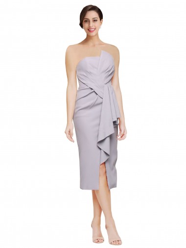 Best Stretch Crepe Low Back Cocktail Length Strapless Sheath High Low Prom Dress Canada
