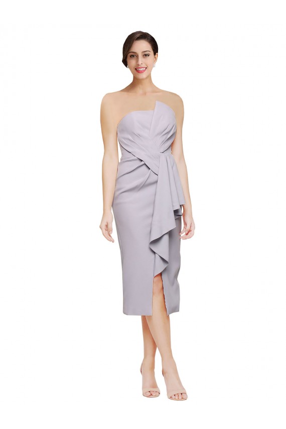 Best Stretch Crepe Low Back Cocktail Length Strapless Sheath High Low Prom Dress Canada