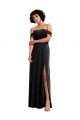 Best Stretch Velvet Long Off the Shoulder Black A-Line Prom Dress Canada
