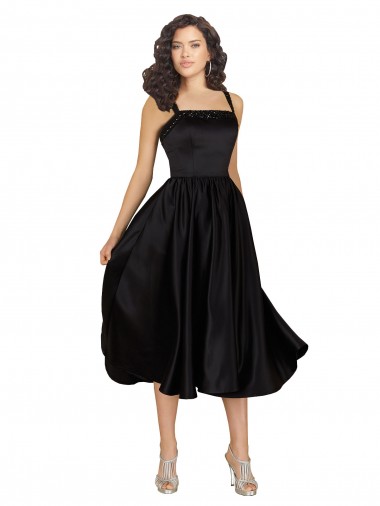 Best Satin Knee Length Square Neck A-Line Prom Dress Canada