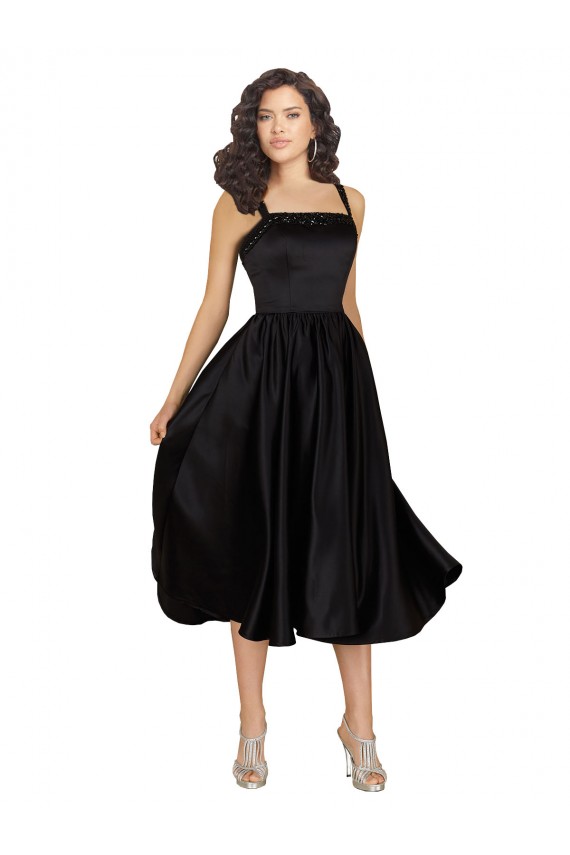 Best Satin Knee Length Square Neck A-Line Prom Dress Canada