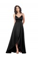 Best Silky Satin Low Back Long V-Neck A-Line High Low Prom Dress Canada
