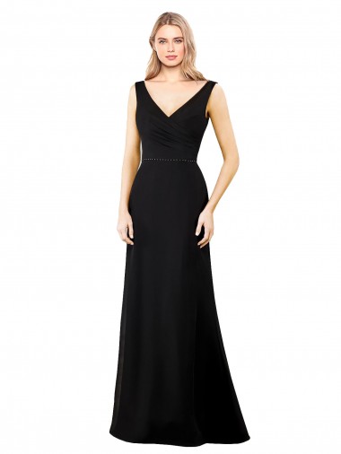 Best Soft Chiffon V-Back Long V-Neck A-Line Prom Dress Canada