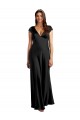 Best Stretch Satin Keyhole Back Long V-Neck A-Line Prom Dress Canada