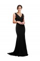 Best Silky Satin Low Back Sweep Train V-Neck A-Line Prom Dress Canada