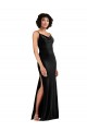 Best Stretch Velvet Low Back Long Cowl Neck Column Black Tie Prom Dress Canada