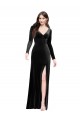 Best Stretch Velvet V-Back Long V-Neck Column Prom Dress Canada