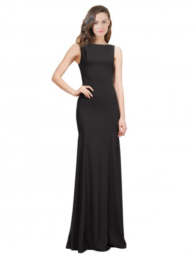Best Stretch Crepe Open Back Long Bateau Neck Mermaid Prom Dress Canada