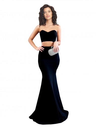 Best Stretch Crepe Long High Neck Sleeveless Prom Party Dresses Canada