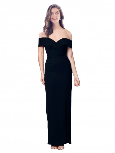 Best Stretch Crepe Long Off the Shoulder Black Mermaid Prom Dress Canada