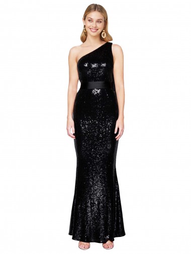 Best Sequin Long One Shoulder Mermaid Prom Dress Canada