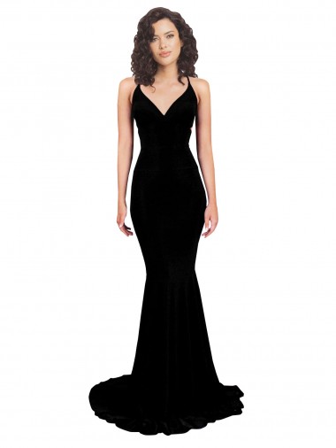 Best Spandex Open Back Long V-Neck Mermaid Prom Dress Canada