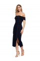 Best Stretch Crepe Low Back Midi Length Off the Shoulder Sheath Prom Dress Canada