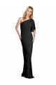 Best Stretch Crepe Flutter Sleeves One Shoulder Black Sheath Prom Dress Canada