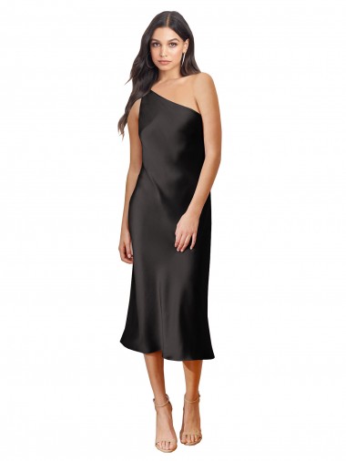 Best Stretch Satin Midi Length One Shoulder Sheath Prom Dresses Canada