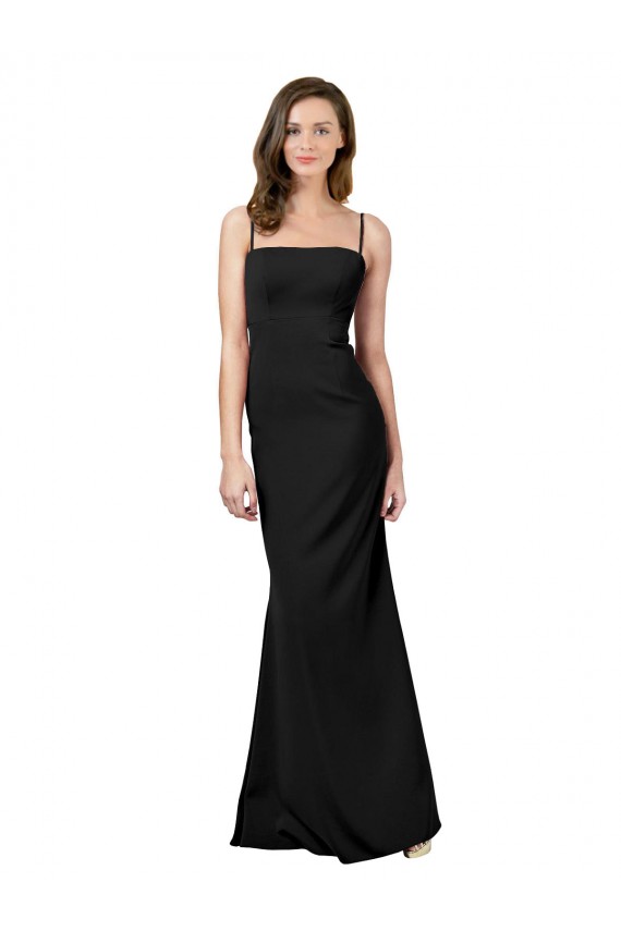 Best Stretch Crepe Open Back Long Spaghetti Straps Sheath Prom Dress Canada