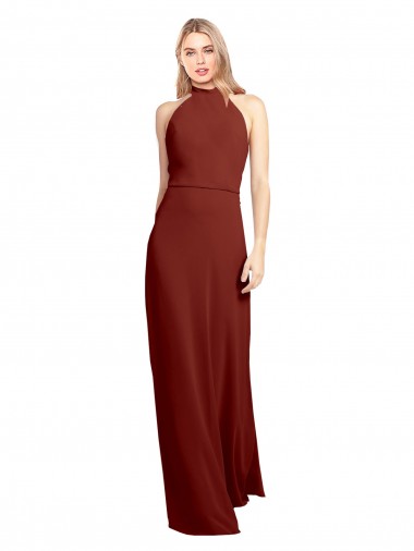 Best Soft Chiffon Open Back Long Halter Neck A-Line Prom Dress Canada