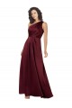 Best Silky Satin Long One Shoulder Burgundy A-Line Prom Dress Canada