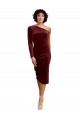 Best Stretch Velvet Midi Length One Shoulder A-Line Black Tie Prom Dress Canada