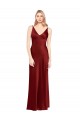 Best Stretch Satin V-Back Long Spaghetti Straps A-Line Prom Dress Canada