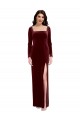 Best Stretch Velvet Low Back Long Spaghetti Straps A-Line Prom Dress Canada