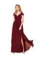 Best Soft Chiffon Long Sweetheart Burgundy A-Line Prom Dress Canada