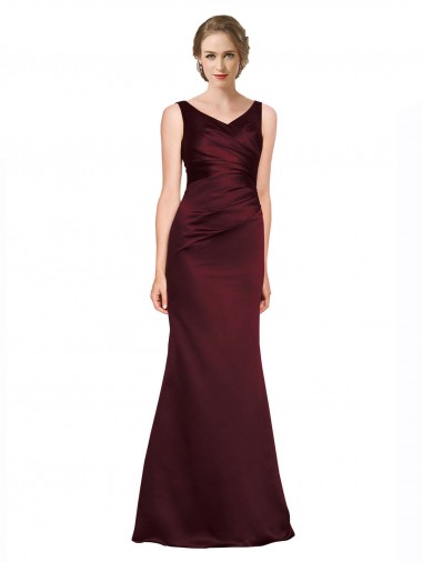 Best Satin Low Back Long V-Neck A-Line Black Tie Prom Dress Canada