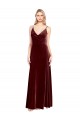 Best Stretch Velvet V-Back Long V-Neck A-Line Black Tie Prom Dress Canada