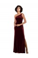 Best Stretch Velvet Long One Shoulder Column Prom Dress Canada