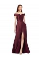 Best Satin Long Off the Shoulder Burgundy Gold A-Line Black Tie Prom Dress Canada