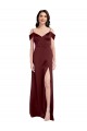 Best Stretch Satin Long Off the Shoulder A-Line Prom Dress Canada