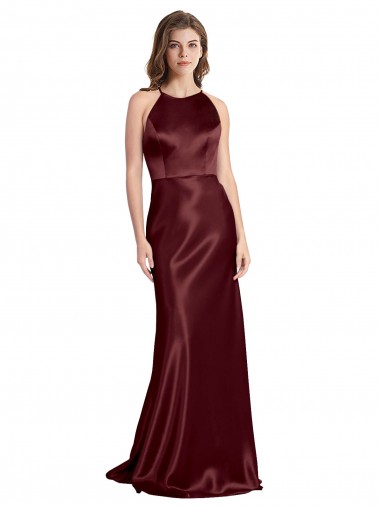 Best Stretch Satin Long Spaghetti Straps A-Line Prom Dress Canada