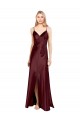 Best Stretch Satin Long V-Neck A-Line Center Front Slit Prom Dress Canada