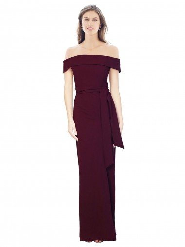 Best Stretch Crepe Low Back Long Off the Shoulder Burgundy Gold Mermaid Prom Dress Canada