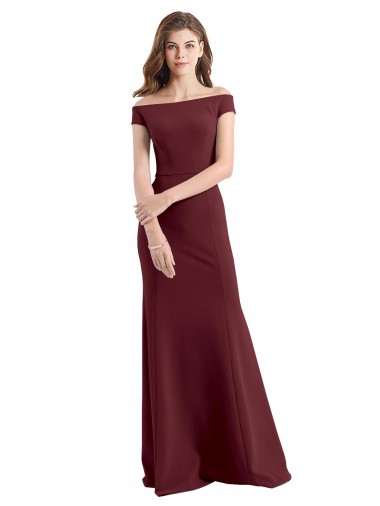 Best Stretch Crepe Long Off the Shoulder Sheath Prom Dress Canada