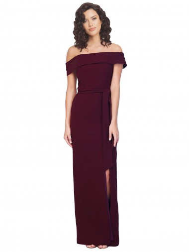 Best Stretch Crepe Long Square Neck Sheath Side Slit Prom Dress Canada