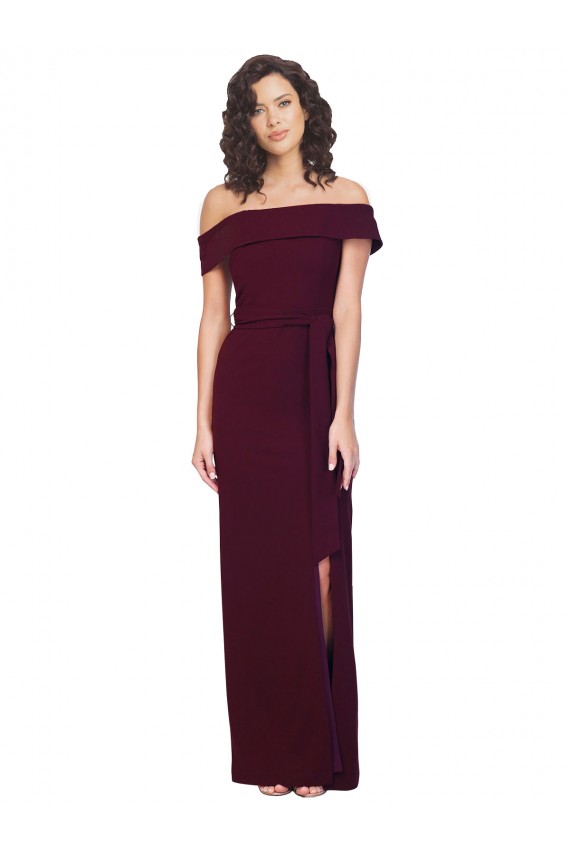 Best Stretch Crepe Long Square Neck Sheath Side Slit Prom Dress Canada