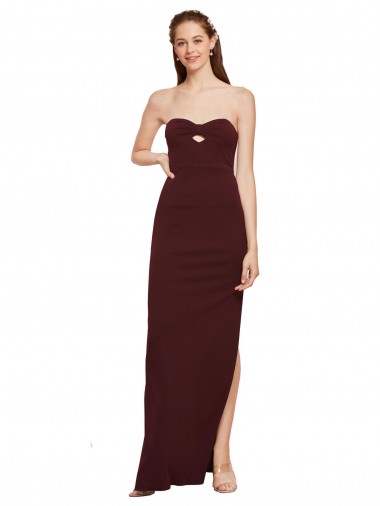 Best Stretch Crepe Long Strapless Sheath Prom Dress Canada