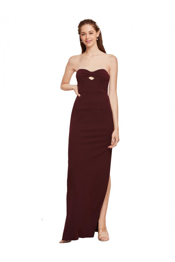 Best Stretch Crepe Long Strapless Sheath Prom Dress Canada