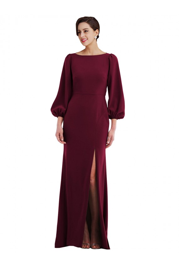 Best Stretch Crepe Open Back Long Bateau Neck Trumpet Prom Dress Canada
