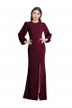 Best Stretch Crepe Open Back Long Bateau Neck Burgundy Gold Trumpet Prom Dress Canada